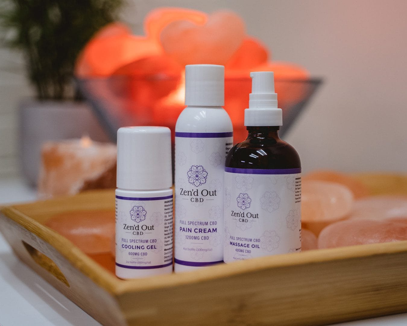 A collection of Zen'd Out CBD wellness products