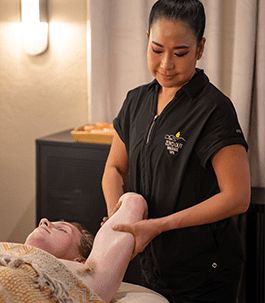 Sport massage A therapist performing a sports massage on a client's back.