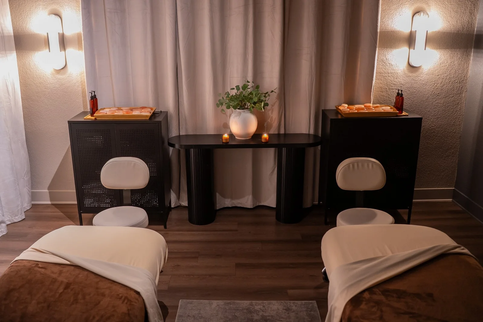 The private couples massage suite at Zen'd Out in Englewood